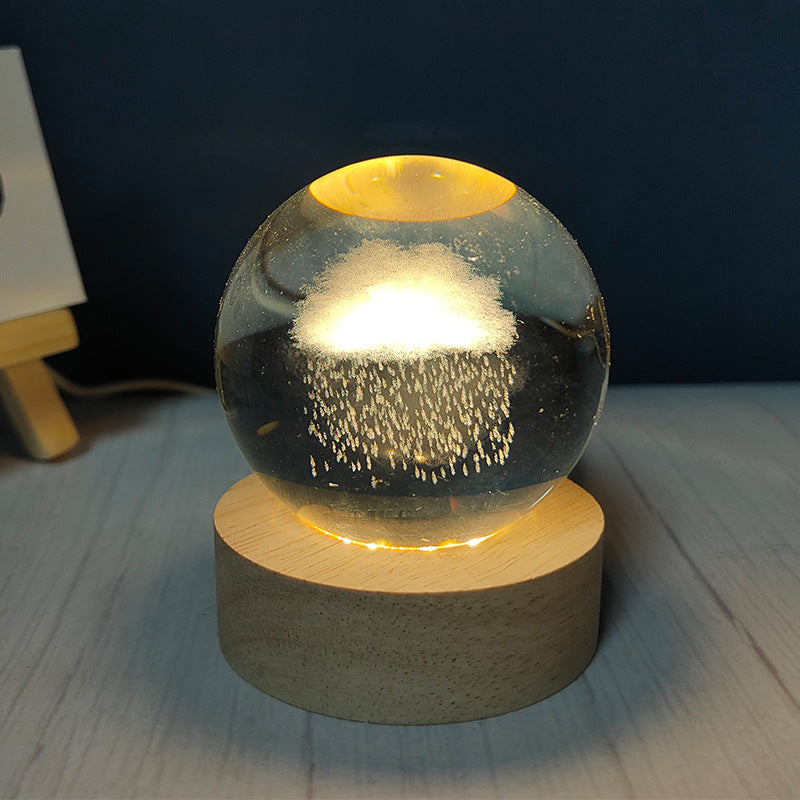 LED Crystal Ball Night Light – USB-Powered Mood Light for Bedroom & Study