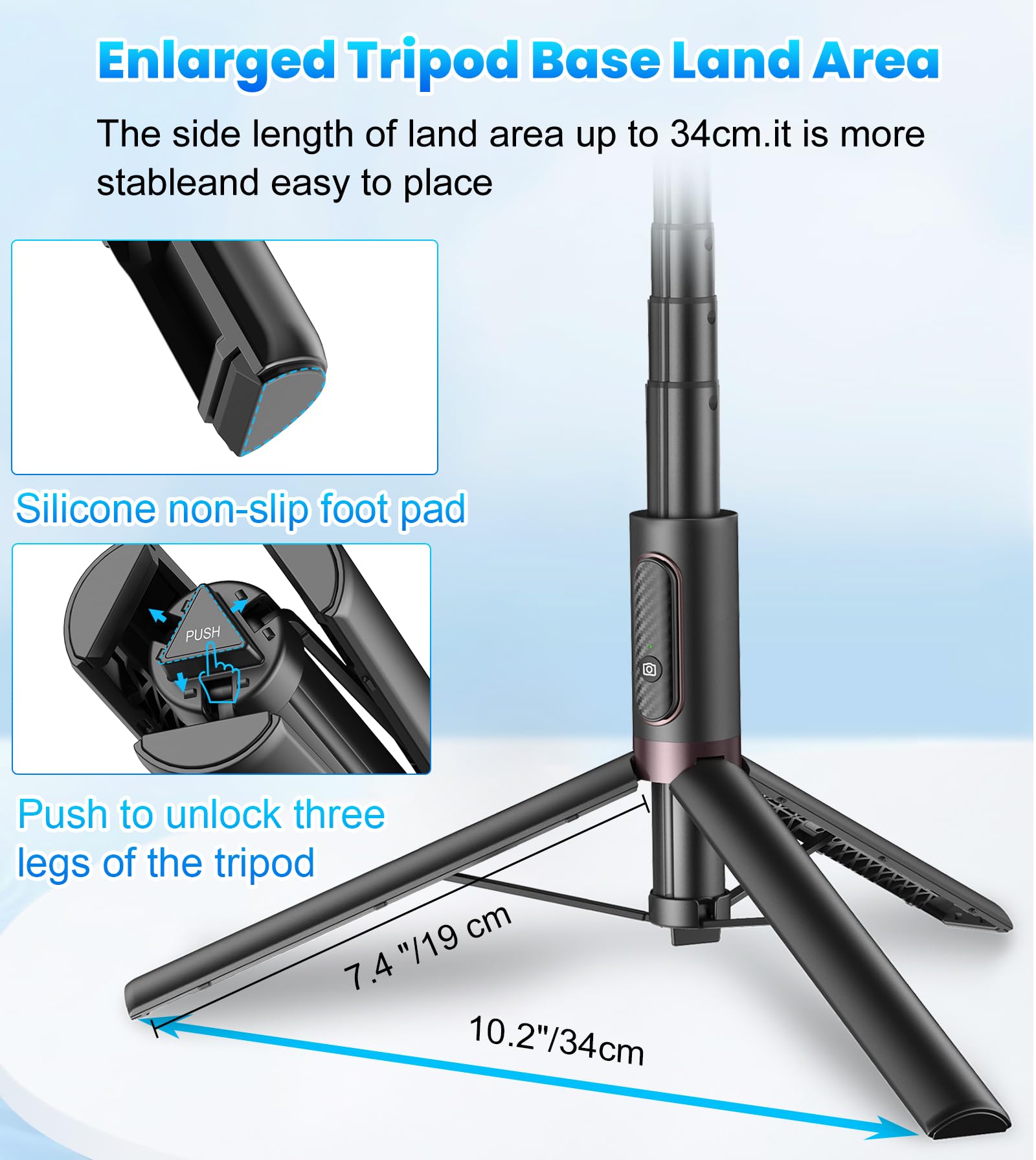 TONEOF 68" Magnetic Selfie Stick Tripod with Aluminum Strong Magnetic Holder for Magsafe, 360° Rotatable Travel Phone Tripod Stand with Metal Ring & Rechargeable Remote for iPhone/Android(Beige Gray)