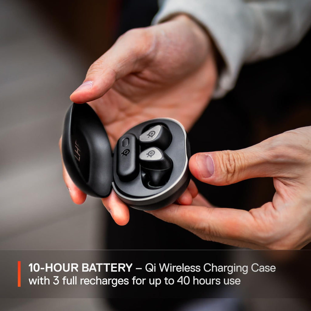 Arctis GameBuds for PlayStation/PC/Switch/Mobile — 2.4GHz + Bluetooth 5.3 Earbuds — Active Noise Cancelling — Mobile App Sound Presets — Water Resistant IP55 — 40H Battery with Qi Charging Case