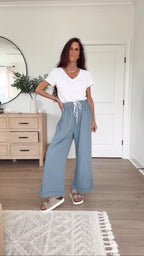Athlisan Womens Baggy Wide Leg Palazzo Pants Casual Loose Drawstring Elastic Waisted Lounge Trousers with Pockets