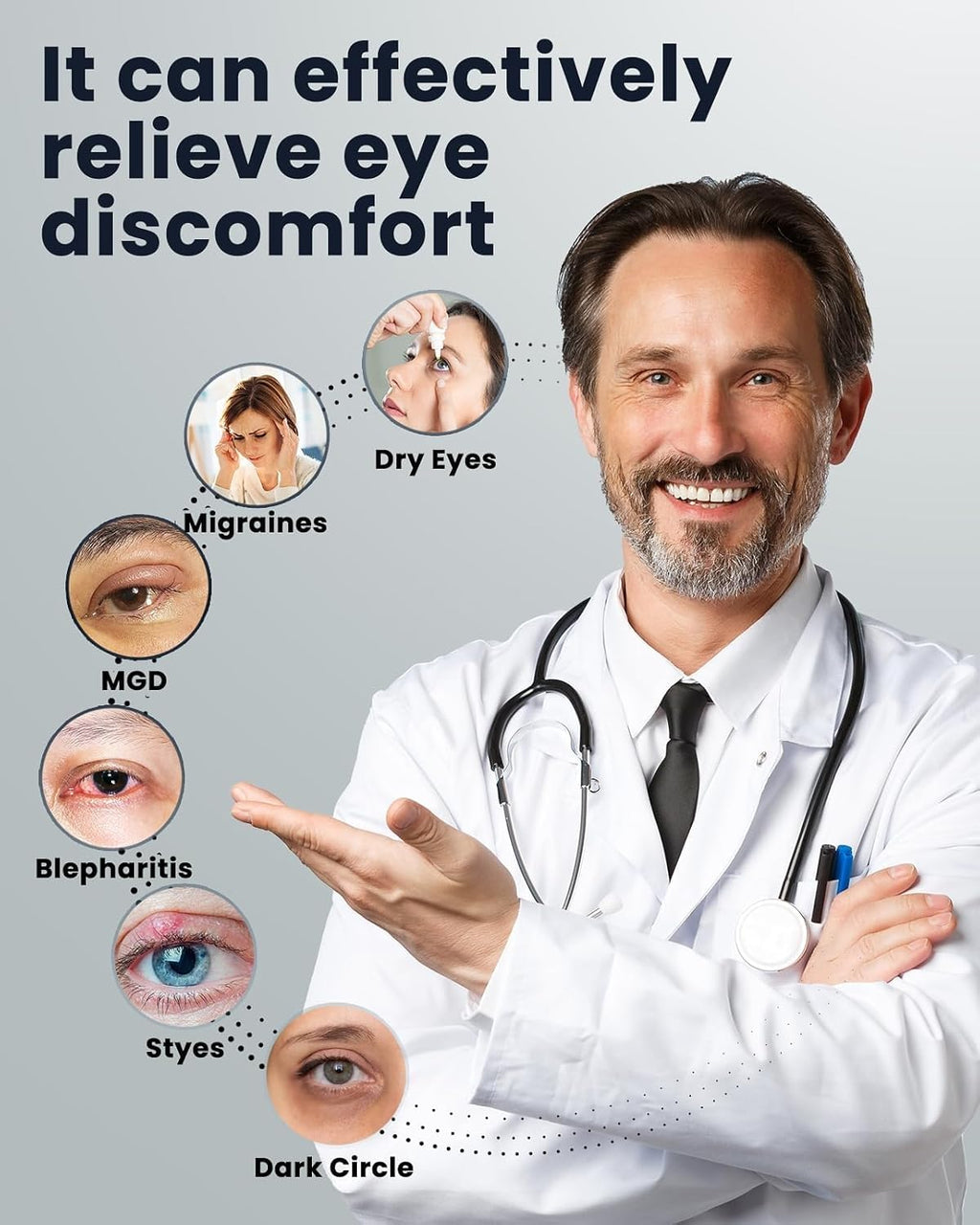 Heated Eye Mask - Cordless Eye Mask for Dry Eyes, FSA - HSA Eligible, Eye Relief, Improved Sleep, Washable Eye Heating pad for Travel and with Replaceable Shell (Gray)