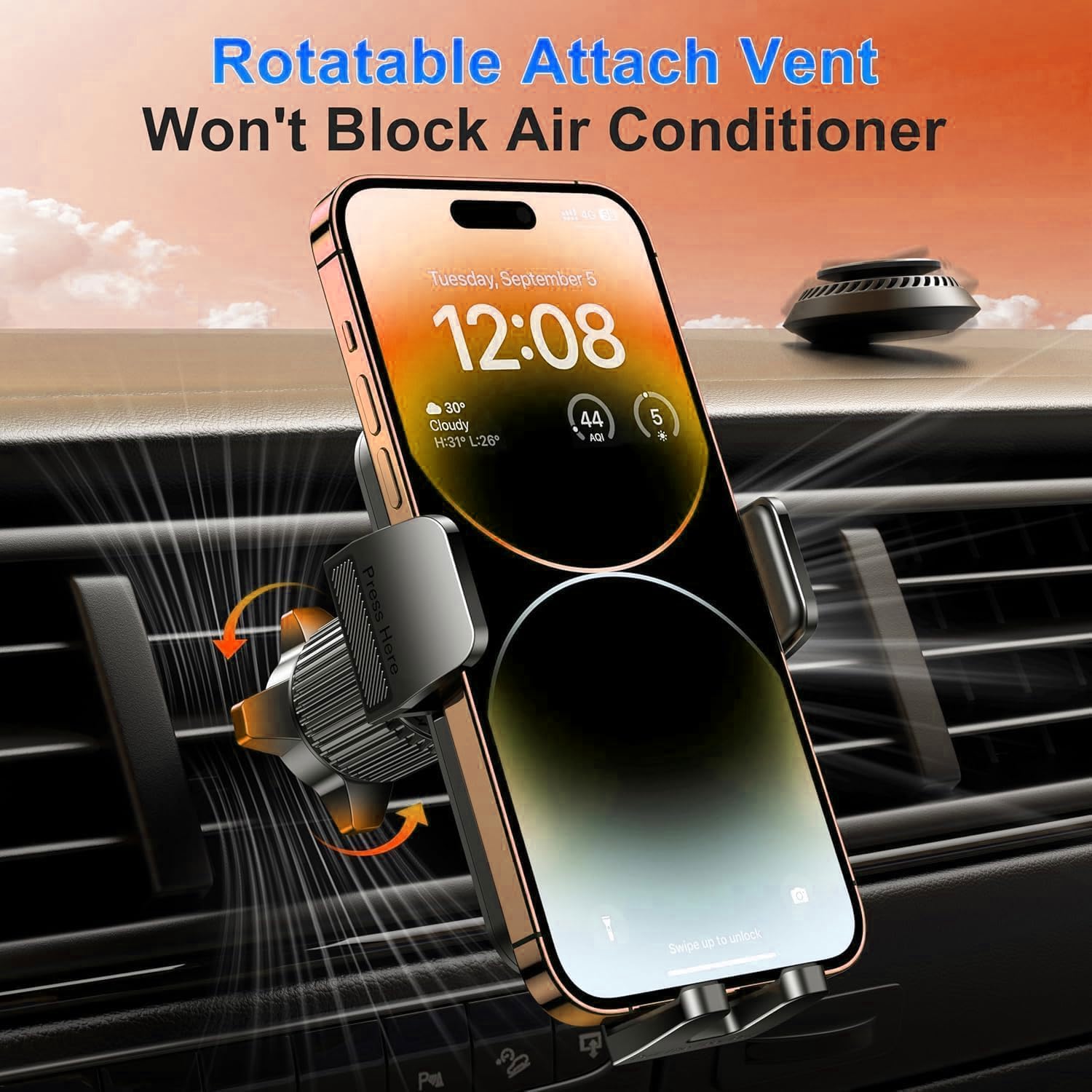 Qifutan Dash Mounted Phone Holders for Your Car Dash Phone Mount for Car Dashboard Air Vent Multi-Mount 3 in 1 Vehicle Windshield Holder Compatible Multi-Device Clip