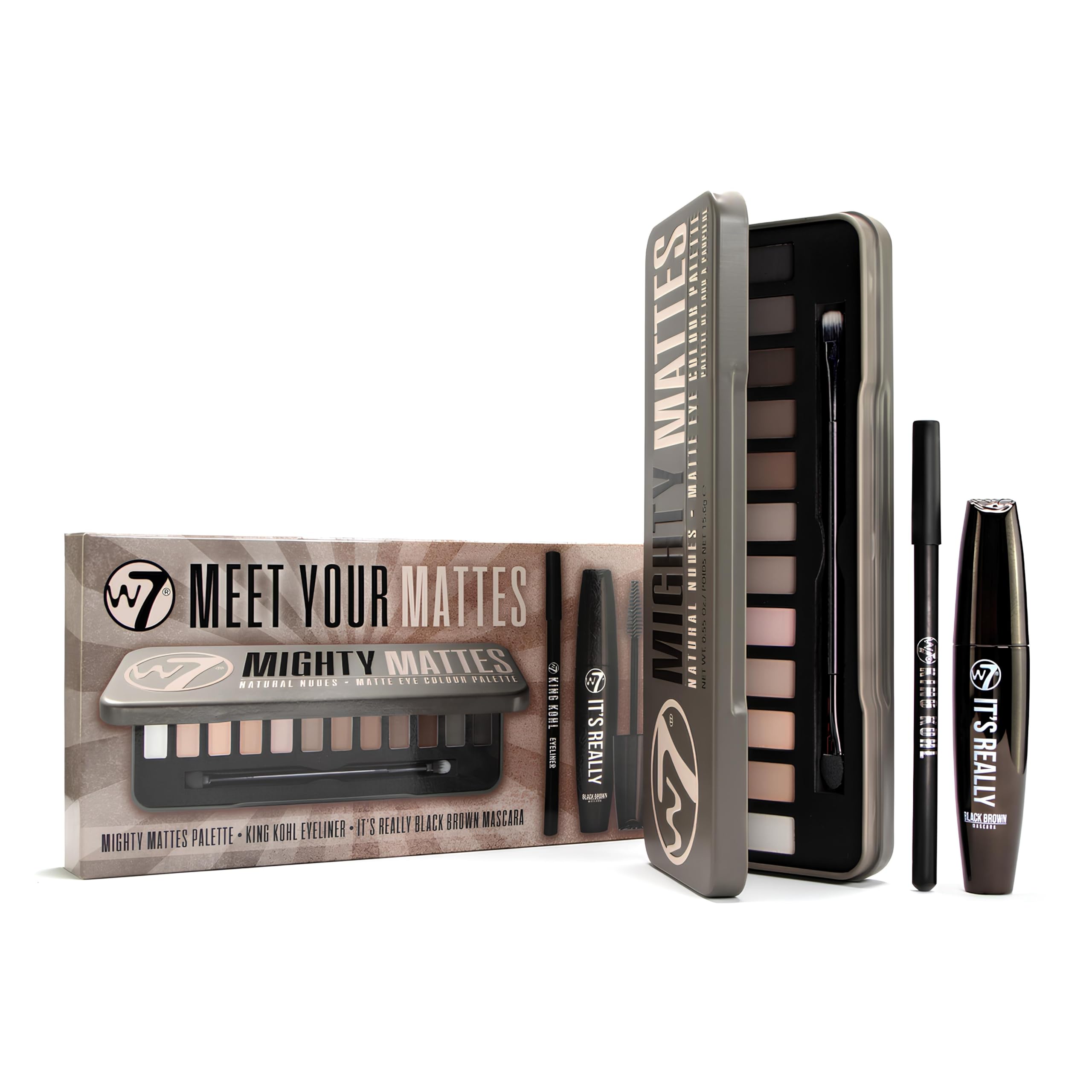 W7 Mighty Mattes Eyeshadow - 12 Matte Nude Colours – Flawless & Natural Long-Lasting Makeup Palette