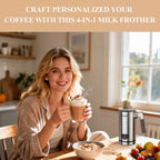 Milk Frother, 4 in 1 Milk Frother and Steamer with Two Whisks, Frothing Whisk and Heating Whisk, Automatic Warm and Cold Foam Maker for Coffee Latte Cappuccino Macchiato Hot Chocolate Matcha