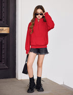 Arshiner Girls Half Zip Sweatshirt Fleece Quarter Zip Pullover Sweatshirts Fall Clothes for Teen Girls Thumb Hole