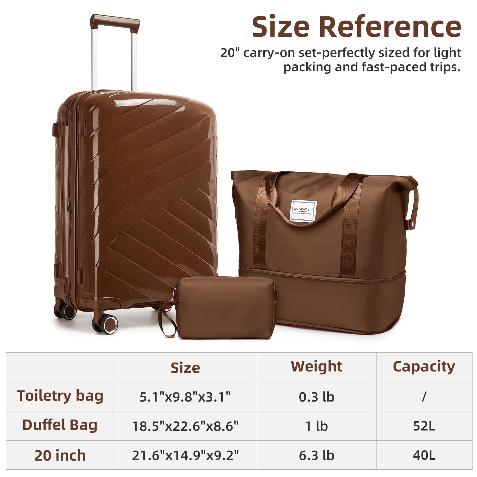 Carry On Luggage 22x14x9 Airline Approved, 20 Inch Expandable Hardshell Luggage Carry-on Suitcases with Spinner Wheels, Carry On Suitcase Set for Women (MOCHA)