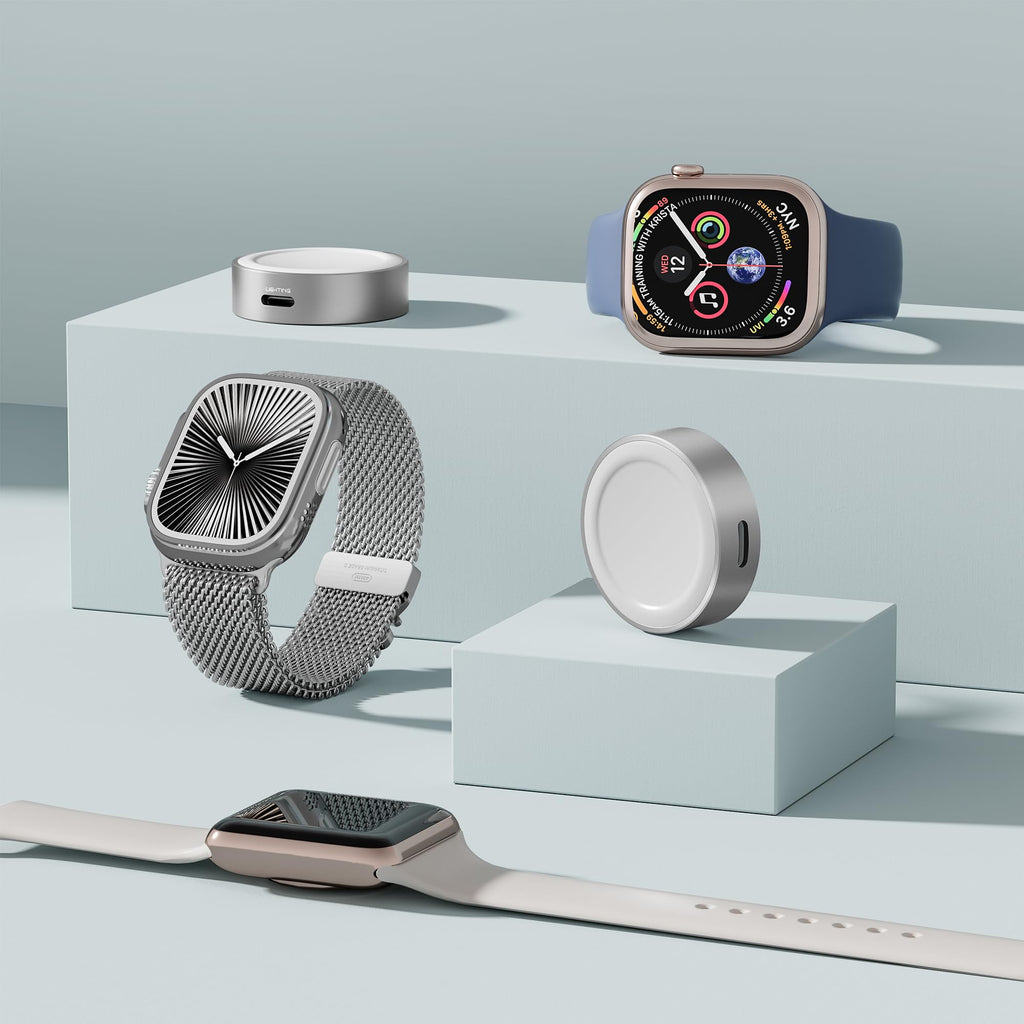 Ruxely Magnetic Charger for Apple Watch,Portable Wireless Fast iWatch Charger Adapter with USB C & iPhone Power Port,Short Apple Watch Charging Cable for iWatch Series 11 10 9 8 7 6,Ultra 3,42/46/44mm