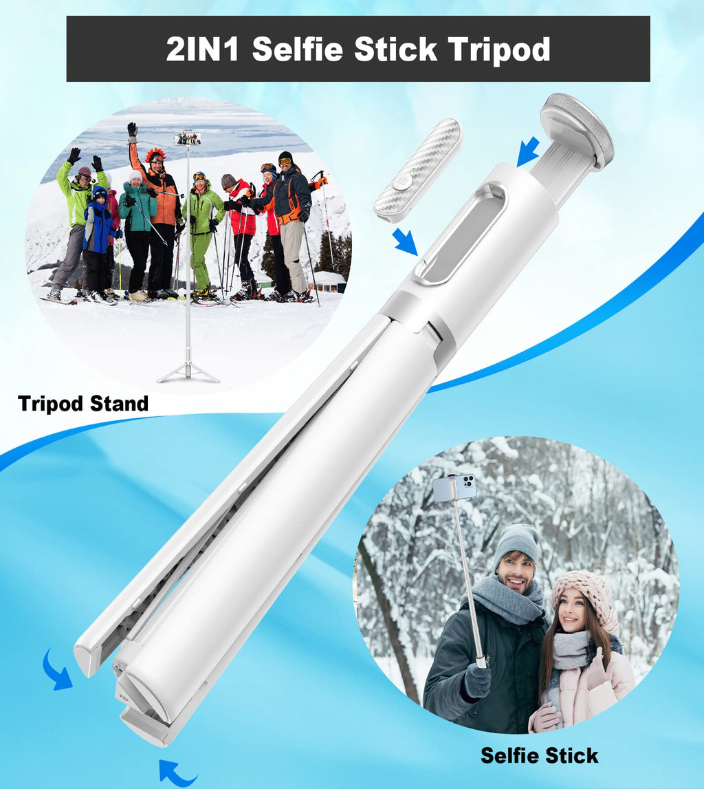 TONEOF 68" Magnetic Selfie Stick Tripod with Aluminum Strong Magnetic Holder for Magsafe, 360° Rotatable Travel Phone Tripod Stand with Metal Ring & Rechargeable Remote for iPhone/Android(Beige Gray)