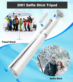 TONEOF 68" Magnetic Selfie Stick Tripod with Aluminum Strong Magnetic Holder for Magsafe, 360° Rotatable Travel Phone Tripod Stand with Metal Ring & Rechargeable Remote for iPhone/Android(Beige Gray)