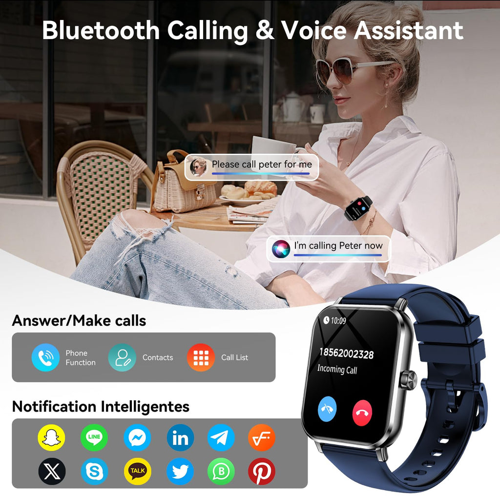 Smart Watch for Men Women, 1.83" HD Touchsreen, Bluetooth Calling, 5 ATM Water-Resistance, 130+ Sports Modes, Health, Fitness & Sleep Tracker, Timer, Fitness Watch for Android/iOS, Purple