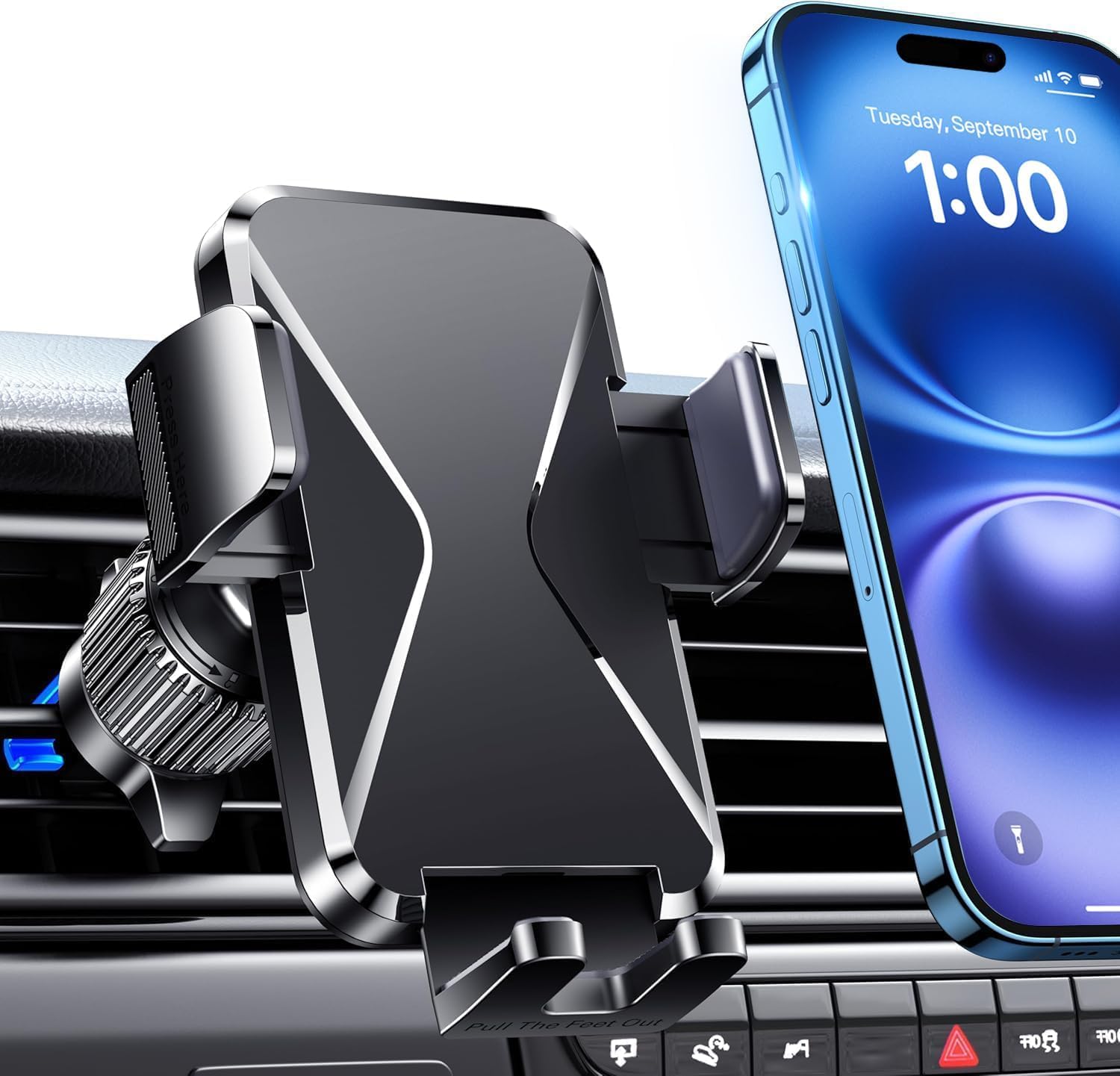 Qifutan Dash Mounted Phone Holders for Your Car Dash Phone Mount for Car Dashboard Air Vent Multi-Mount 3 in 1 Vehicle Windshield Holder Compatible Multi-Device Clip