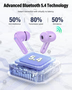 Wireless Earbuds, Bluetooth 5.4 Headphones Bass Stereo, Ear Buds with Noise Cancelling Mic, LED Display in Ear Earphones Clear Calls, IP7 Waterproof Bluetooth Earbuds for Laptop/Phones/Sports, Black