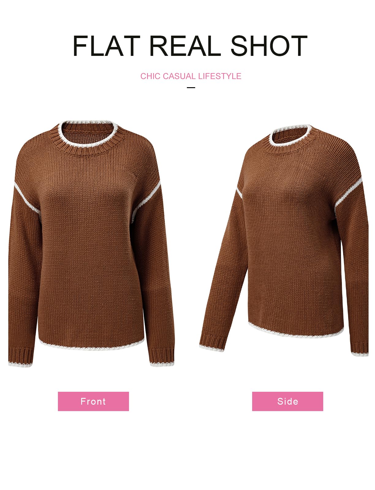 SHEWIN Womens Sweaters Crewneck Long Sleeve Knit Pullover Sweater Casual Fall Tops for Women 2025