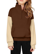 Arshiner Girls Half Zip Sweatshirt Fleece Quarter Zip Pullover Sweatshirts Fall Clothes for Teen Girls Thumb Hole