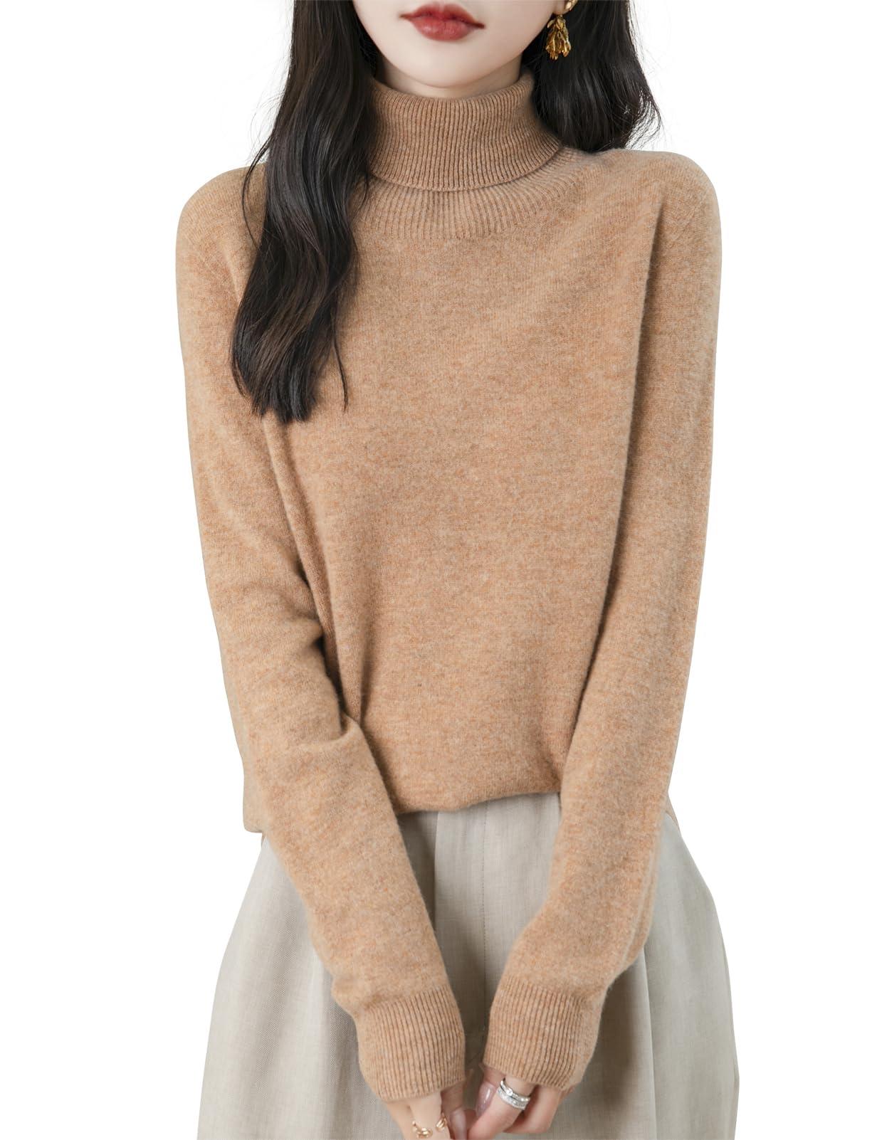 Chanyarn Women's Turtleneck 100% Merino Wool 2025 First-Line Ready to Wear Fall Winter Seamless Knit Pullover Sweater