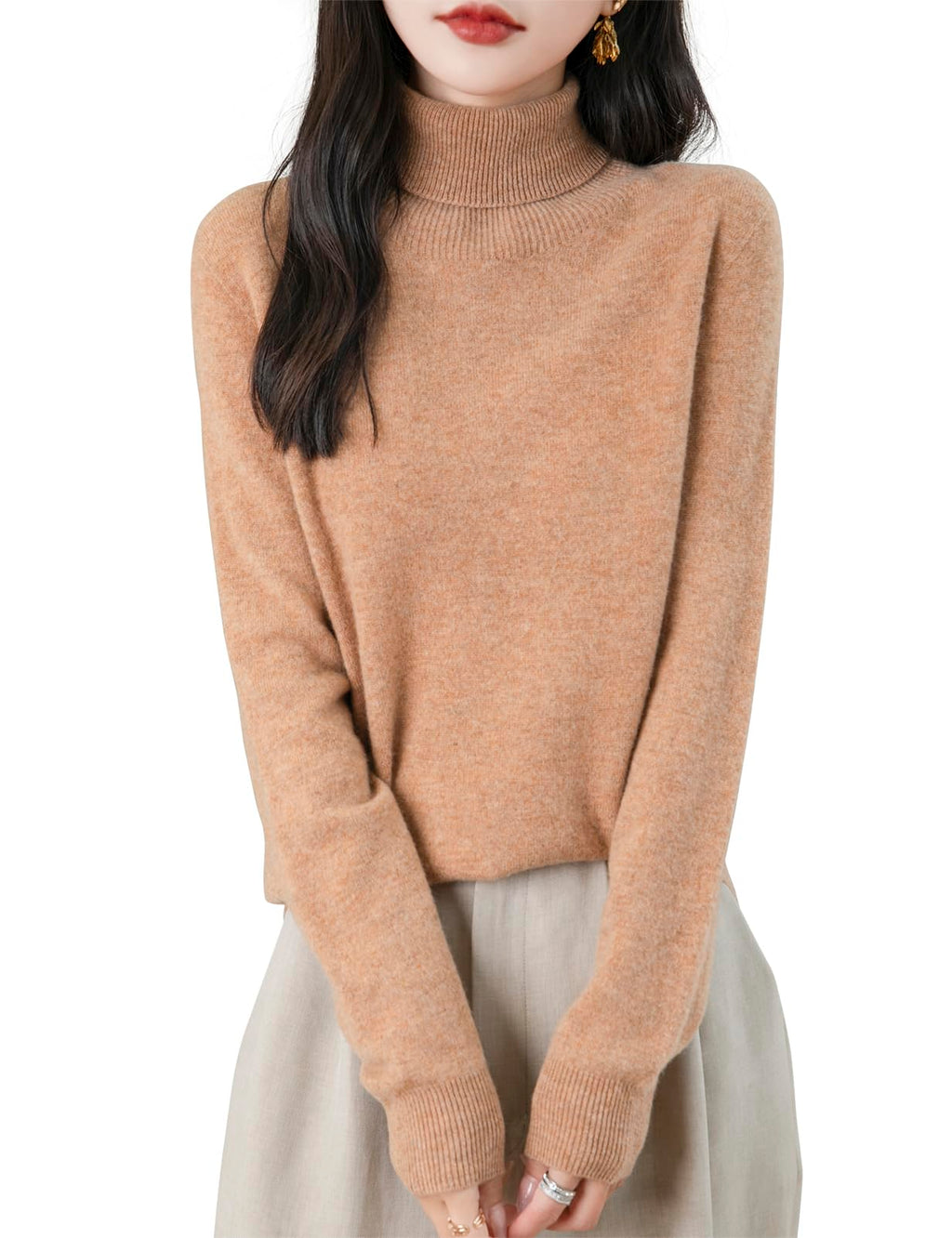 Chanyarn Women's Turtleneck 100% Merino Wool 2025 First-Line Ready to Wear Fall Winter Seamless Knit Pullover Sweater