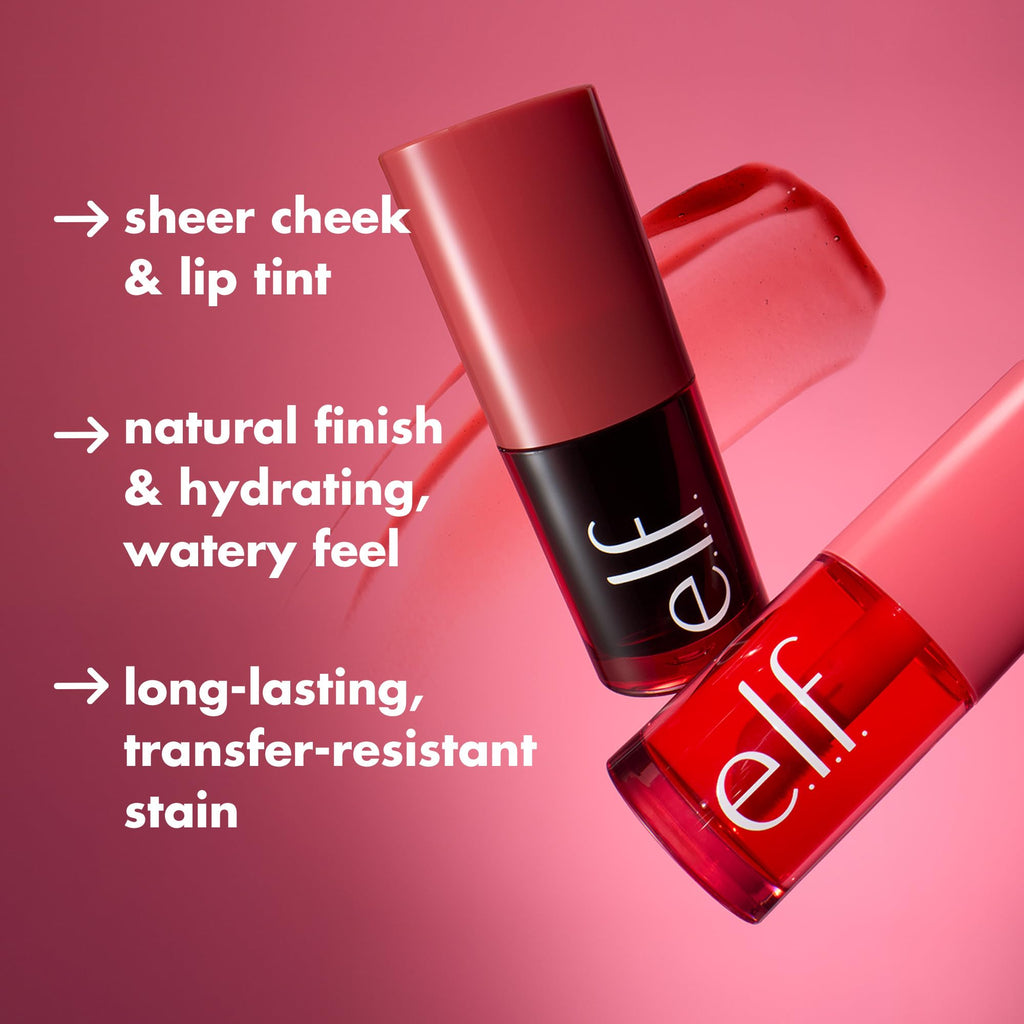 e.l.f. Sheer For It Blush Tint, Multi-Use, Long-Lasting Lip & Cheek Makeup, Creates A Natural Flush Finish, Vegan & Cruelty-Free, Cherry Cola