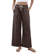 Athlisan Womens Baggy Wide Leg Palazzo Pants Casual Loose Drawstring Elastic Waisted Lounge Trousers with Pockets