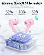 Wireless Earbuds, Bluetooth 5.4 Headphones Bass Stereo, Ear Buds with Noise Cancelling Mic, LED Display in Ear Earphones Clear Calls, IP7 Waterproof Bluetooth Earbuds for Laptop/Phones/Sports, Black