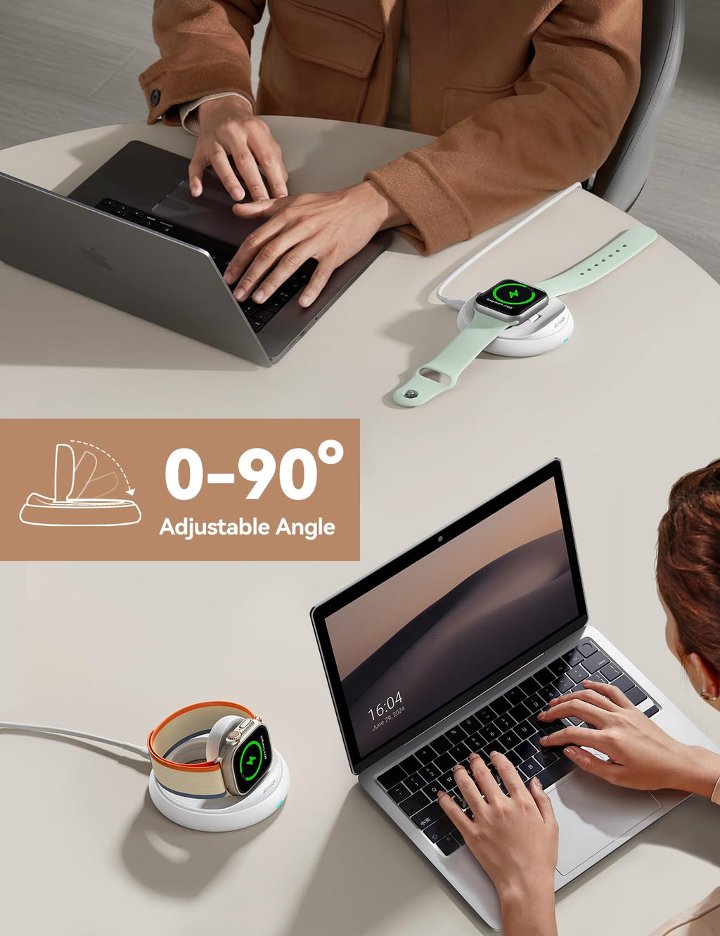 JOYROOM Apple Watch Charger Stand, Portable Magnetic iWatch Charger with Cord, Foldable Fast Charger for Apple Watch Series 10/9/8/7/6/5/SE/Ultra 2, Nightstand Mode Support, White