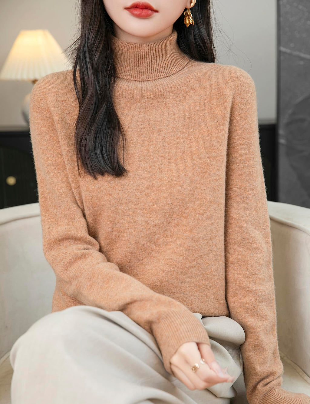 Chanyarn Women's Turtleneck 100% Merino Wool 2025 First-Line Ready to Wear Fall Winter Seamless Knit Pullover Sweater