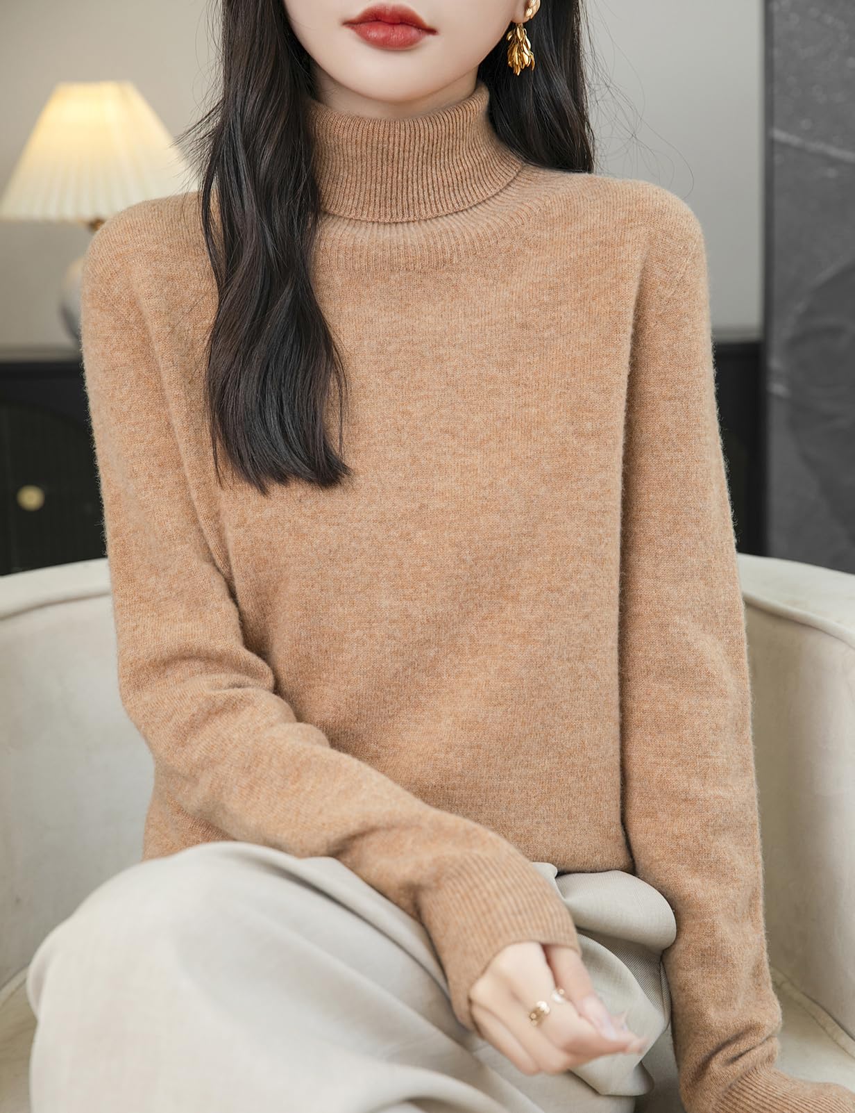 Chanyarn Women's Turtleneck 100% Merino Wool 2025 First-Line Ready to Wear Fall Winter Seamless Knit Pullover Sweater