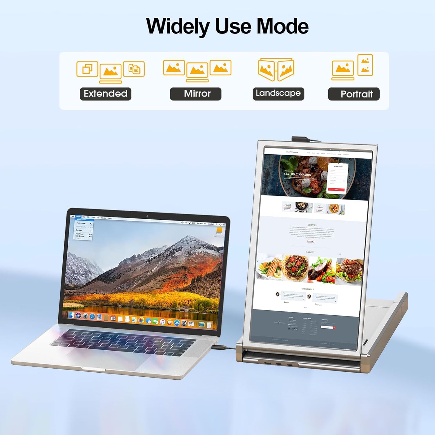 Laptop Screen Extender, 14" 1080P FHD Triple Monitor for Laptop Extension- 315°Rotate Portable Dual Monitor Screen for 13.3-16.5" Laptops Type-C/HDMI/USB-A Plug & Play for Wins/Mac/Chro