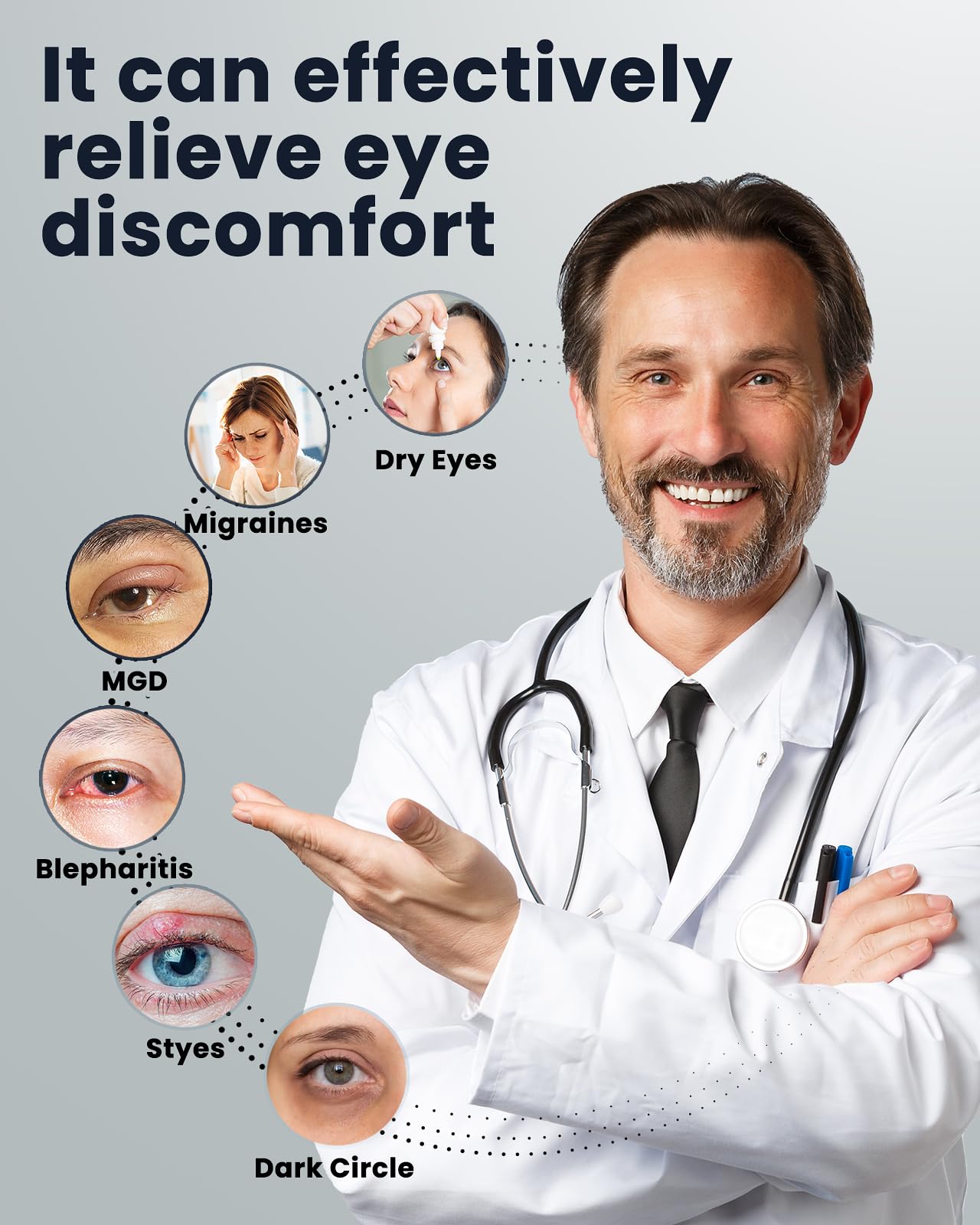 Heated Eye Mask - Cordless Eye Mask for Dry Eyes, FSA - HSA Eligible, Eye Relief, Improved Sleep, Washable Eye Heating pad for Travel and with Replaceable Shell (Gray)