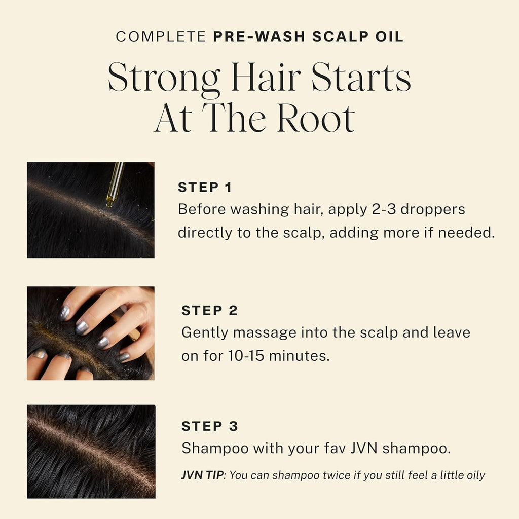 JVN Complete Pre-Wash Scalp Oil, 1.7 Fl Oz, Hair Treatment and Scalp Clarifying Oil Made with Rosemary Extract, Hair Care for Women and Men, Silicone Free