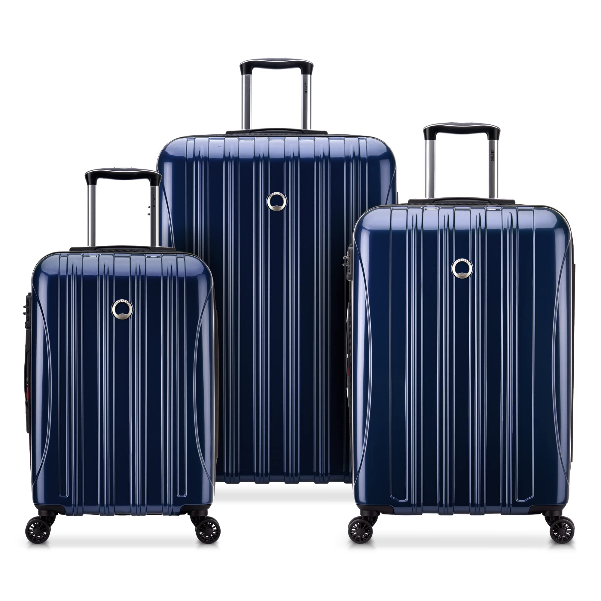 DELSEY PARIS Helium Aero Hardside Expandable Luggage with Spinner Wheels, Blue Cobalt, Checked-Large 28 Inch