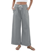 Athlisan Womens Baggy Wide Leg Palazzo Pants Casual Loose Drawstring Elastic Waisted Lounge Trousers with Pockets