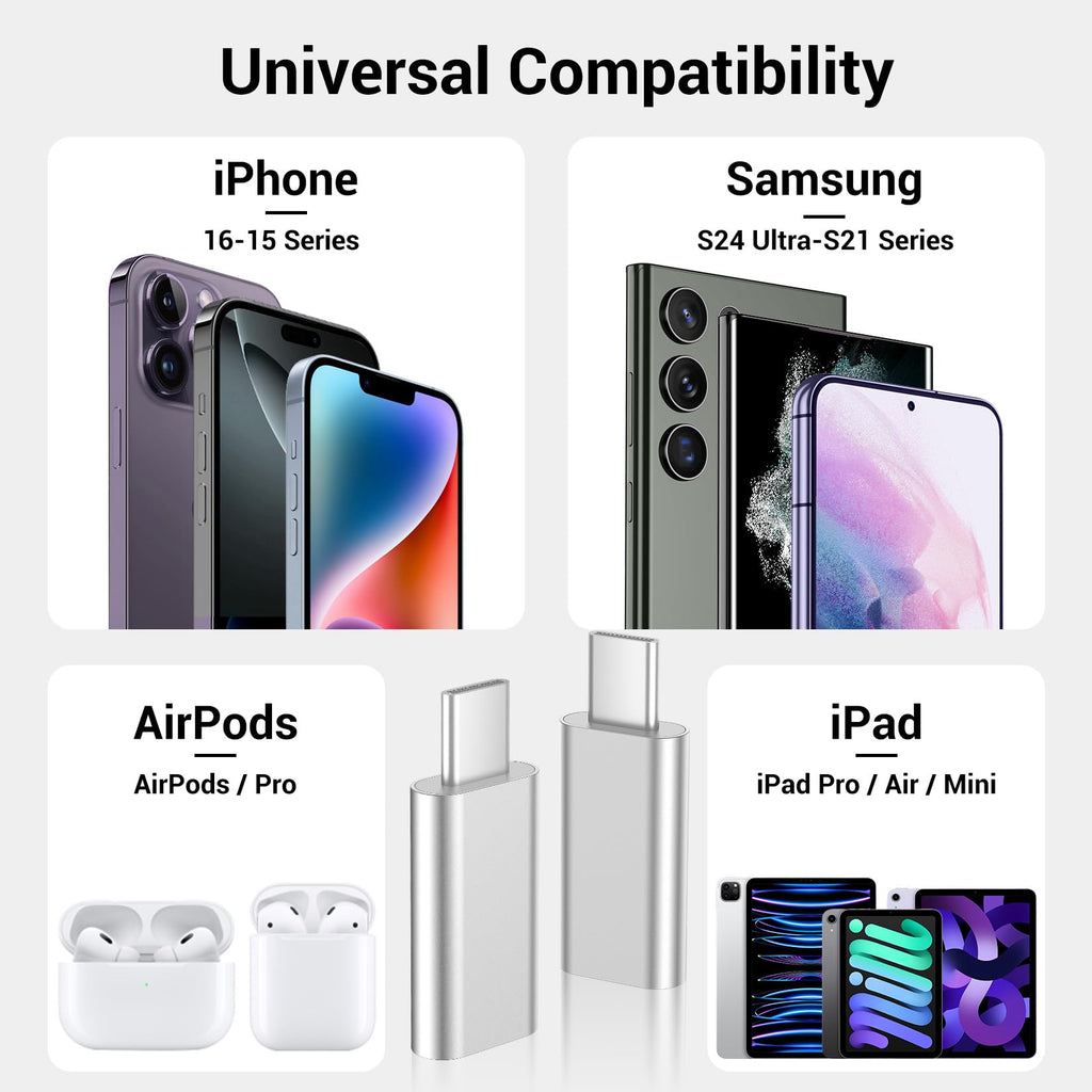 Temdan 4 Pack Lightning to USB C Adapter for iPhone 15/16/17 Pro/17 Pro Max,for iPhone 17/16 Charger,17/16 Accessories,Fast Charging & Data Transfer,USB C Charger Connector Cable,Not for Audio/OTG