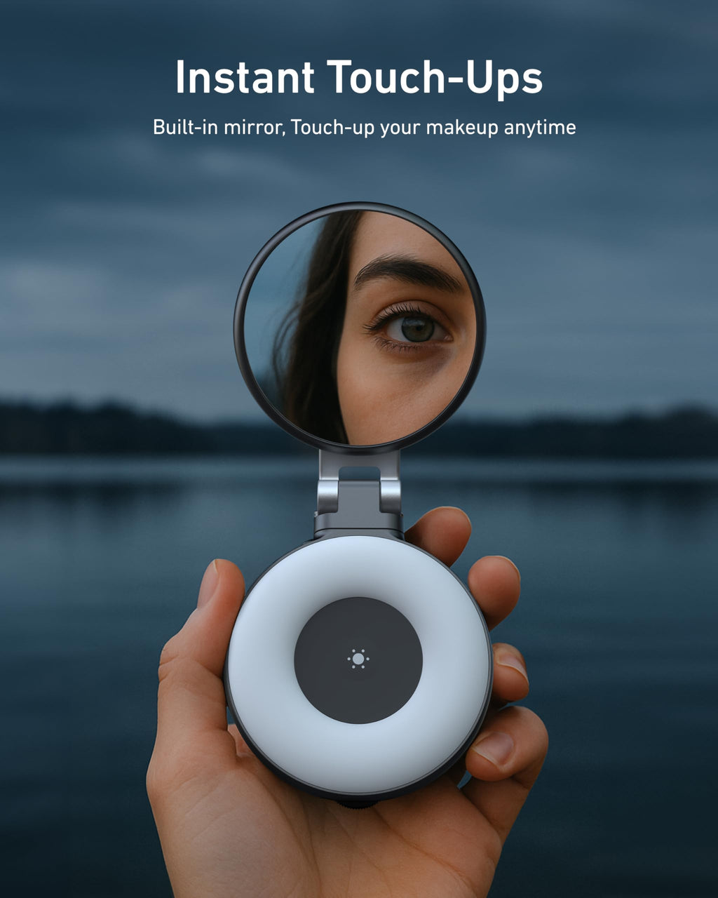 TELESIN C03 Magnetic Phone Beauty Selfie Light Compatible with iPhone Magsafe, CRI97 360° LED Selfie Ring Fill Light with Mirror for Selfies/Photography/TikTok/Zoom Calls/Video Conference(Black)