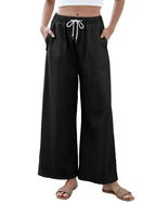 Athlisan Womens Baggy Wide Leg Palazzo Pants Casual Loose Drawstring Elastic Waisted Lounge Trousers with Pockets