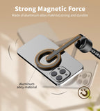 TONEOF 68" Magnetic Selfie Stick Tripod with Aluminum Strong Magnetic Holder for Magsafe, 360° Rotatable Travel Phone Tripod Stand with Metal Ring & Rechargeable Remote for iPhone/Android(Beige Gray)