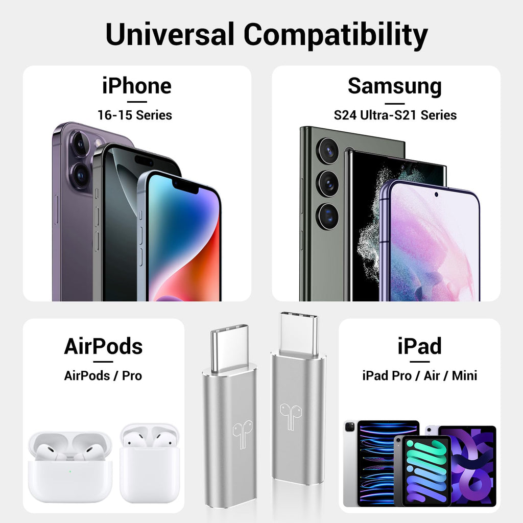 Temdan 4 Pack Lightning to USB C Adapter for iPhone 15/16/17 Pro/17 Pro Max,for iPhone 17/16 Charger,17/16 Accessories,Fast Charging & Data Transfer,USB C Charger Connector Cable,Not for Audio/OTG