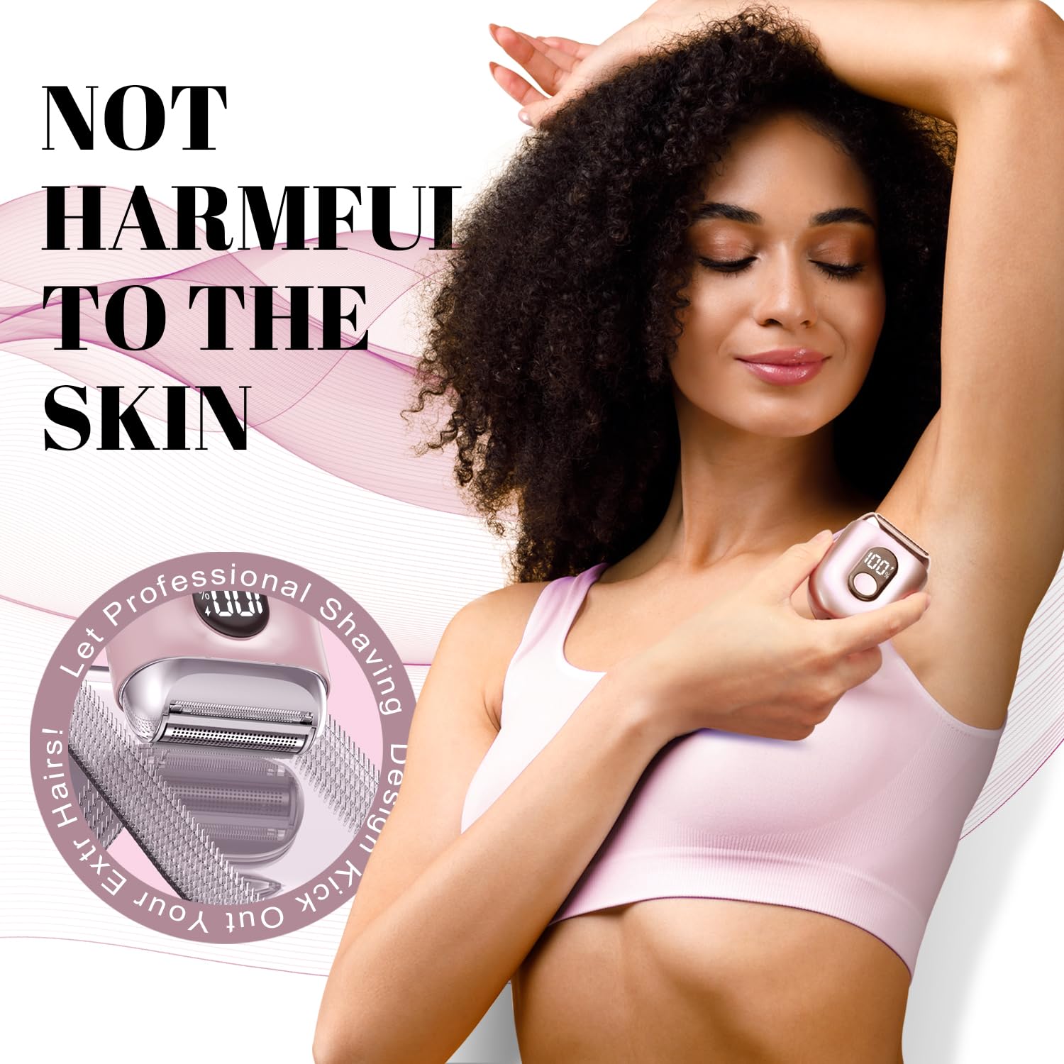 Cordless Electric Shaver for Women: Mini Electric Razors with LED Display - Rechargeable Bikini Trimmer - IPX7 Waterproof Wet Dry Face Razor for Body Pubic Leg