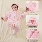 Newborn Baby Bear Outfit Suit Girls Boys Fleece Jumpsuit Romper Hooded Winter Snowsuit Clothes