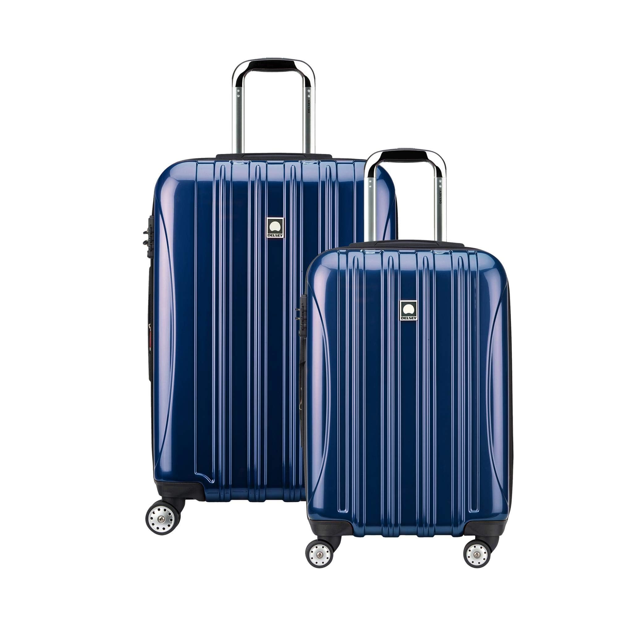 DELSEY PARIS Helium Aero Hardside Expandable Luggage with Spinner Wheels, Blue Cobalt, Checked-Large 28 Inch