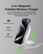 Belkin 3-in-1 MagSafe-Compatible iPhone Charger - Foldable Magnetic Qi2 Certified, MagSafe Charging Station for Phone, Apple Watch, AirPods - Wireless for Multiple Devices
