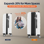 SHOWKOO Luggage Sets Expandable PC+ABS Durable Suitcase Double Wheels TSA Lock Mint Green