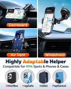 Qifutan Dash Mounted Phone Holders for Your Car Dash Phone Mount for Car Dashboard Air Vent Multi-Mount 3 in 1 Vehicle Windshield Holder Compatible Multi-Device Clip
