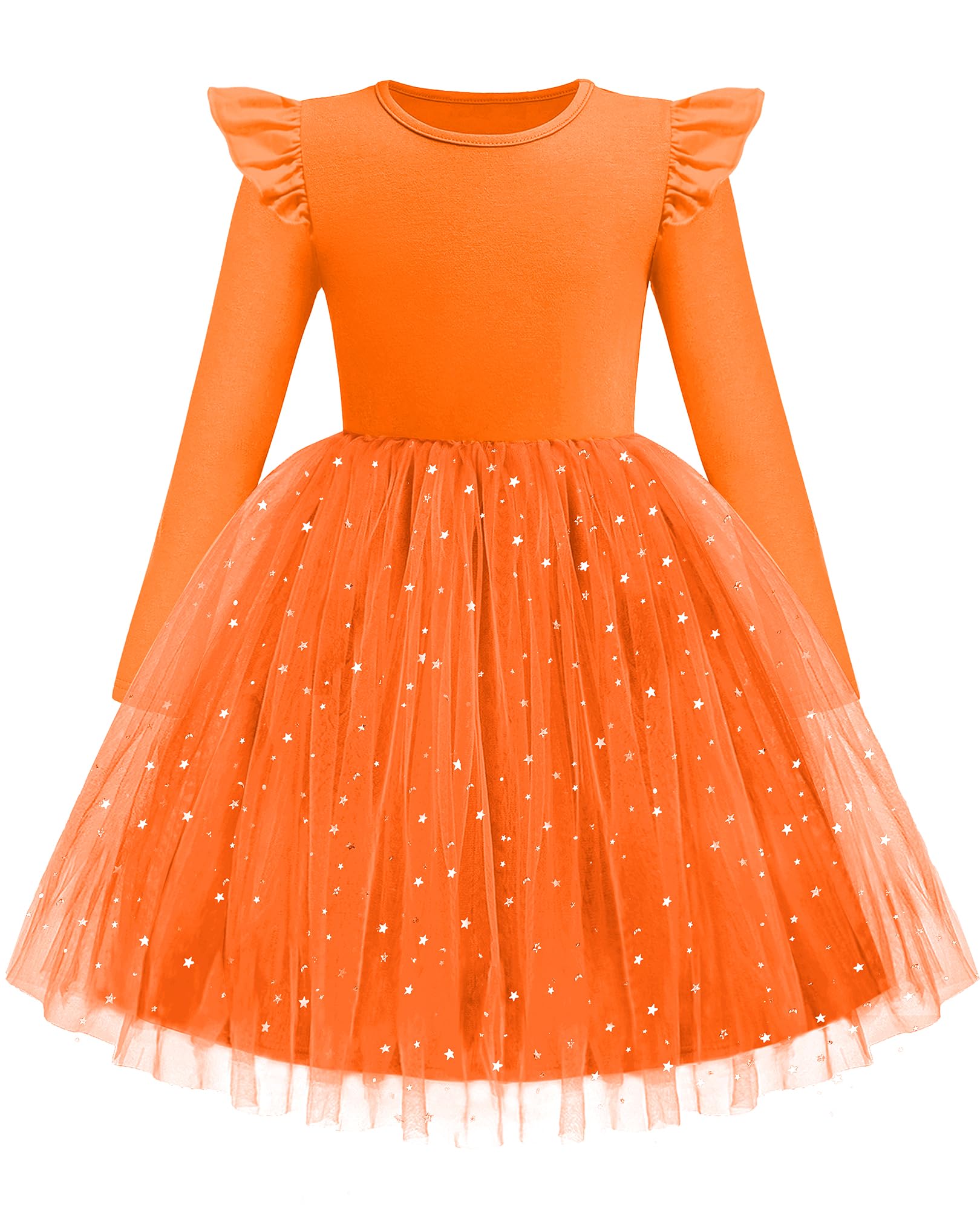 Arshiner Toddler Girls Tutu Dresses Long Sleeve Ruffle Fall Winter Holiday Star Sequin Tulle Dress 2-6Y