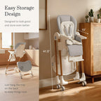 Mallify Foldable High Chairs for Babies and Toddlers, 3-in-1 Convertible Baby High Chair with Removable Soft Cushion and Tray, Adjustable Height & Recline, Lockable Wheels, Dark Blue