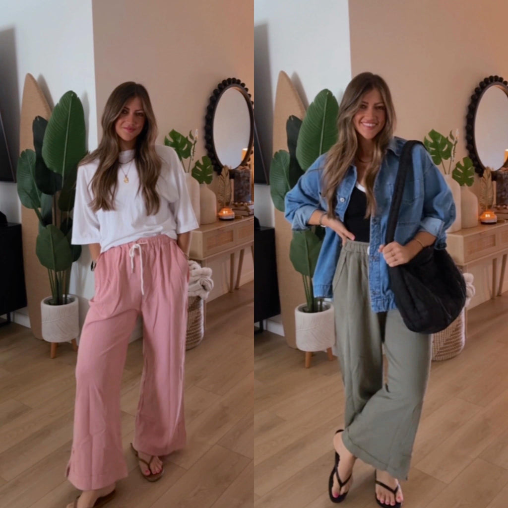 Athlisan Womens Baggy Wide Leg Palazzo Pants Casual Loose Drawstring Elastic Waisted Lounge Trousers with Pockets
