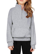 Arshiner Girls Half Zip Sweatshirt Fleece Quarter Zip Pullover Sweatshirts Fall Clothes for Teen Girls Thumb Hole