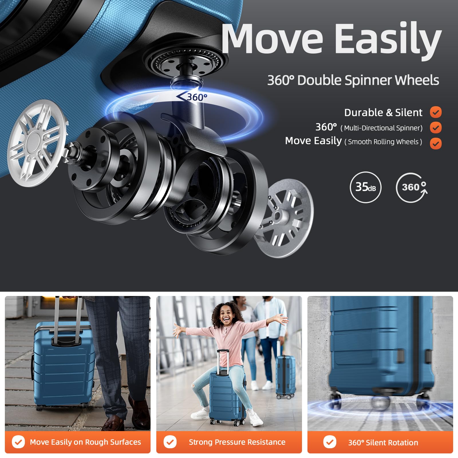 SHOWKOO Luggage Sets Expandable PC+ABS Durable Suitcase Double Wheels TSA Lock Mint Green