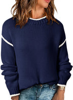 SHEWIN Womens Sweaters Crewneck Long Sleeve Knit Pullover Sweater Casual Fall Tops for Women 2025