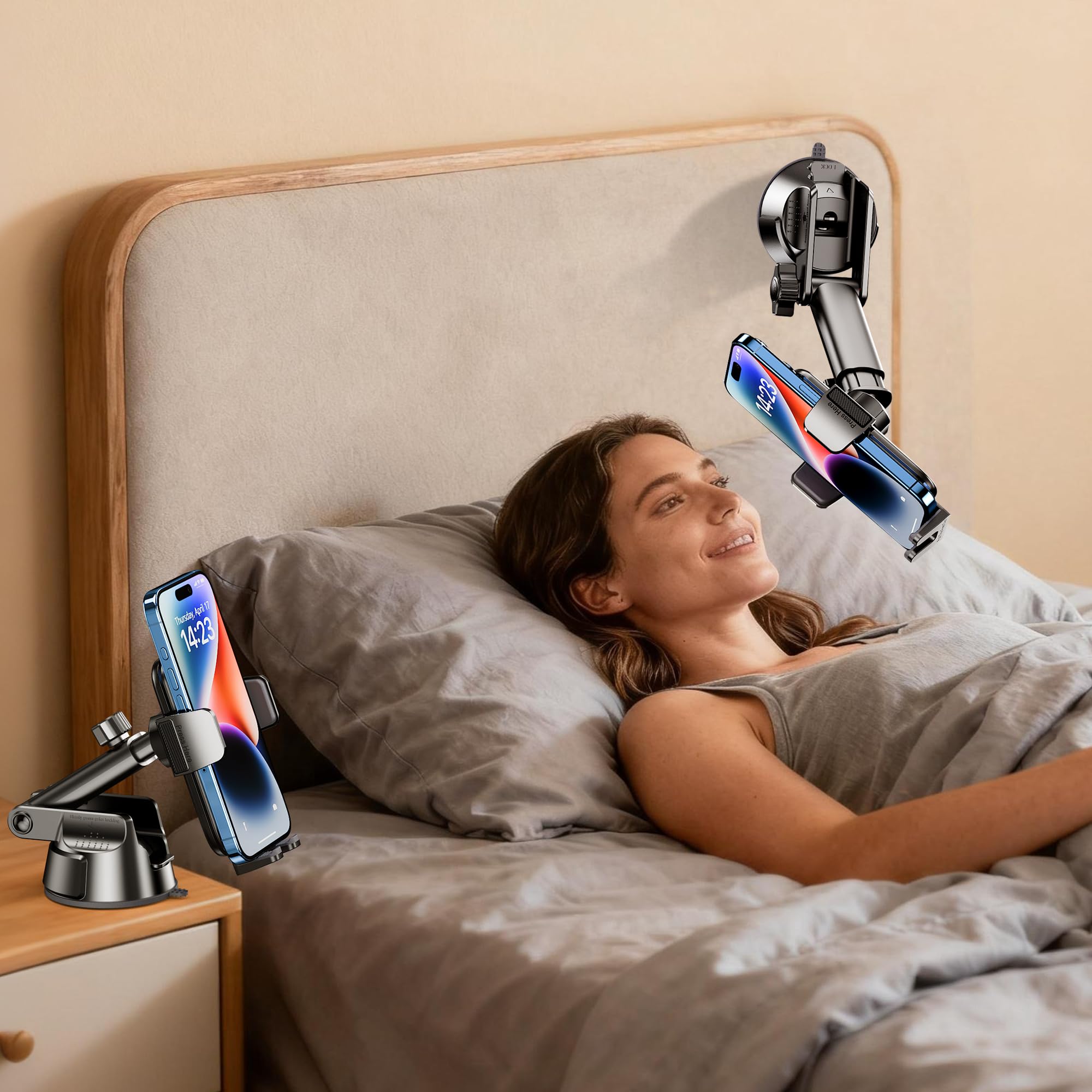 Qifutan Dash Mounted Phone Holders for Your Car Dash Phone Mount for Car Dashboard Air Vent Multi-Mount 3 in 1 Vehicle Windshield Holder Compatible Multi-Device Clip