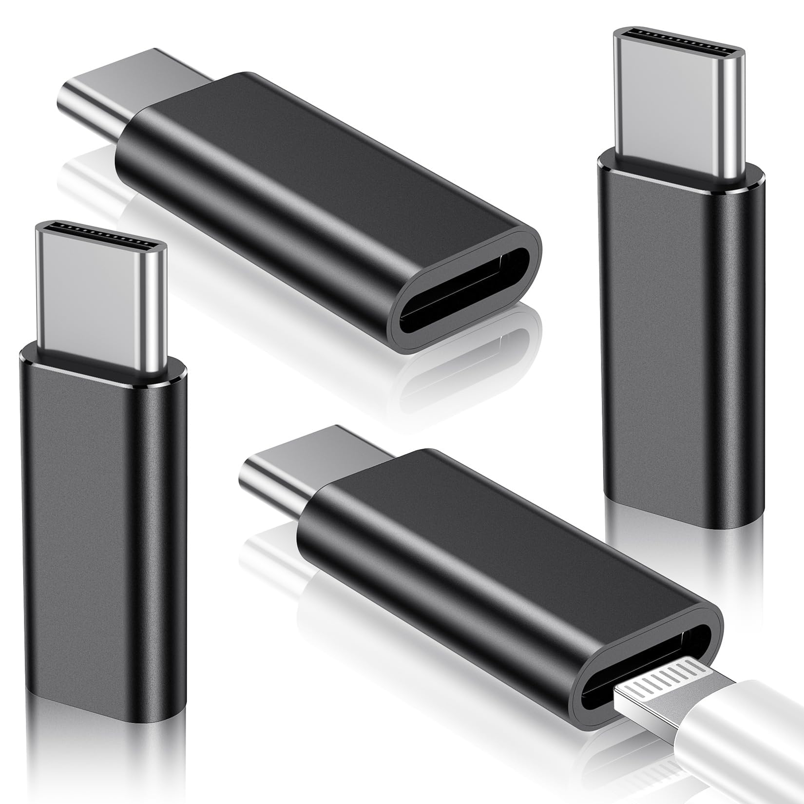 Temdan 4 Pack Lightning to USB C Adapter for iPhone 15/16/17 Pro/17 Pro Max,for iPhone 17/16 Charger,17/16 Accessories,Fast Charging & Data Transfer,USB C Charger Connector Cable,Not for Audio/OTG